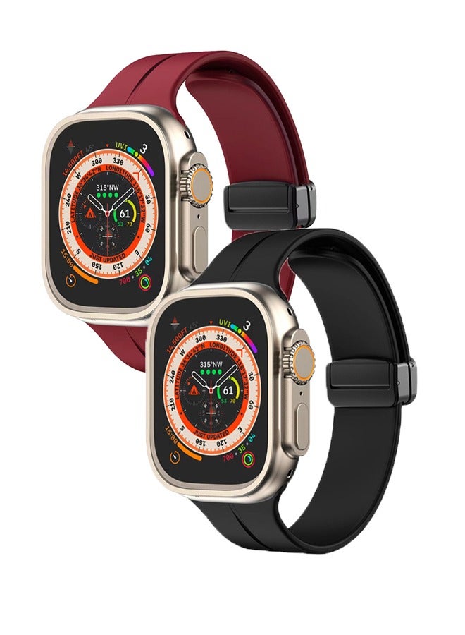بولوز 2 المغناطيسي لـ Apple Watch Band 42/44/45/49mm النساء الرجال ، السيليكون الرياضة استبدال حزام المعصم - Image 1