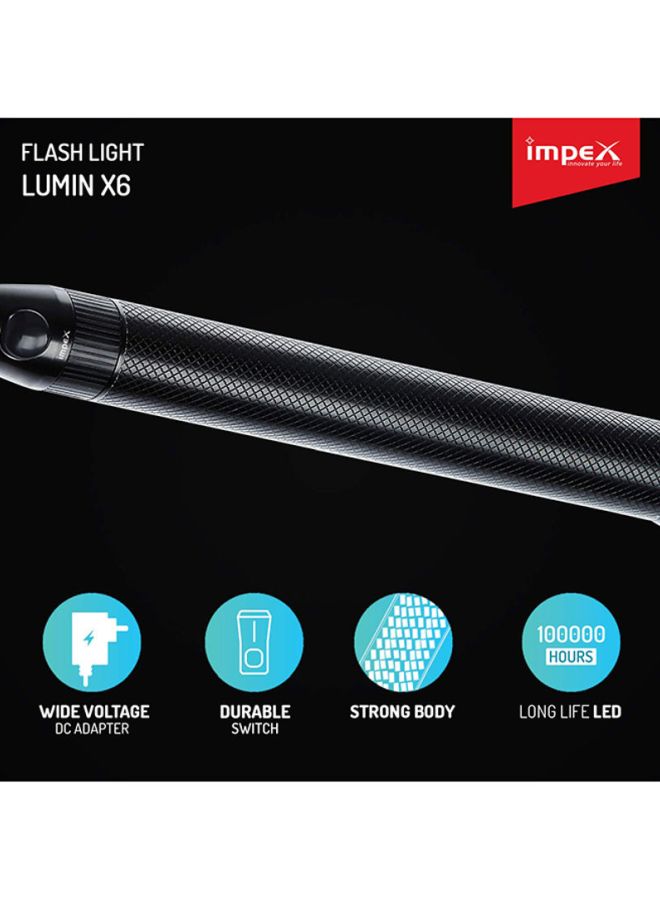 Impex Rechargeable LED Handheld Flashlight Torch Black 438x158x95mm - Image 2