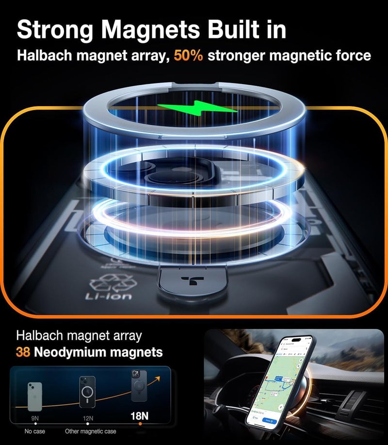 AIBEX Back Cover for Apple iPhone 13 Pro Max with OStand Ring Kickstand| Mag-Saf Compatible Magnetic Metal Alloy Ring| Wireless Charging|Slim Thin Scratch Resistant Armor|Shockproof Protective - Black - Image 5