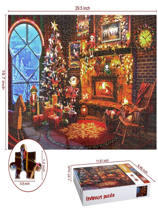 Lavievert Wooden Jigsaw Puzzles 1000 Piece Christmas Puzzles for Adults - Fireplace, Christmas Tree, Christmas Presents & Stockings - Image 2