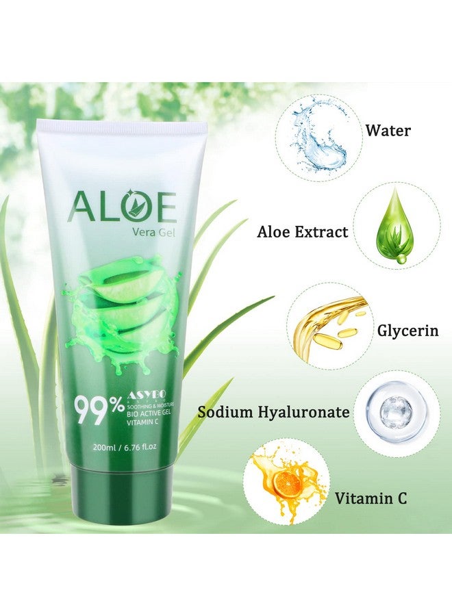 ASYBO 200X2 Ml Aloe Vera Gel 99% Organic Pure Aloe Vera Hydrating Face & Body Moisturizer Natural Aloe Cream For Dry Skin Sunburn Acne Soothing & Moisturizing - Image 2