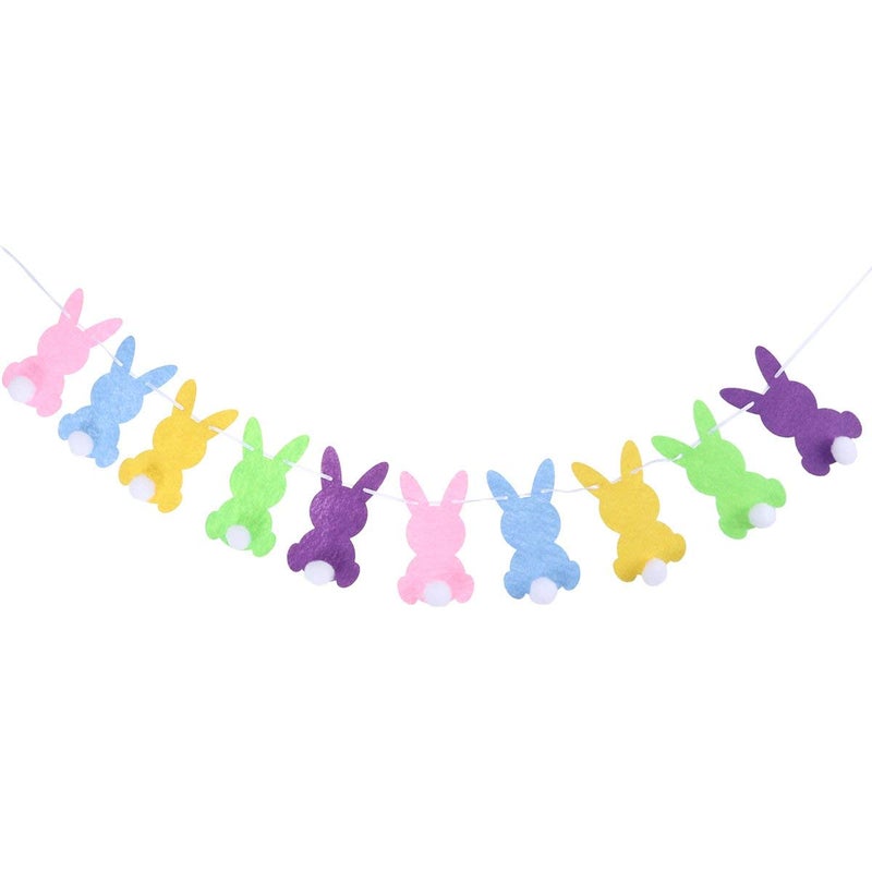 BinaryABC Easter Bunny Rabbit Banner Bunting Garland  Easter Decorations (Colorful Bunny) - Image 1
