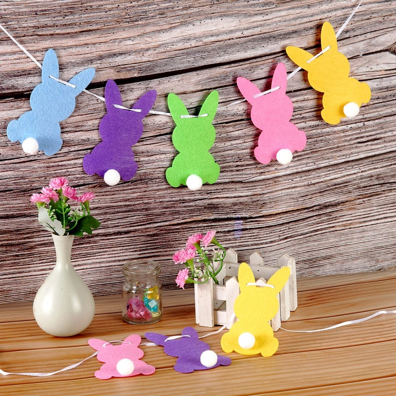 BinaryABC Easter Bunny Rabbit Banner Bunting Garland  Easter Decorations (Colorful Bunny) - Image 2