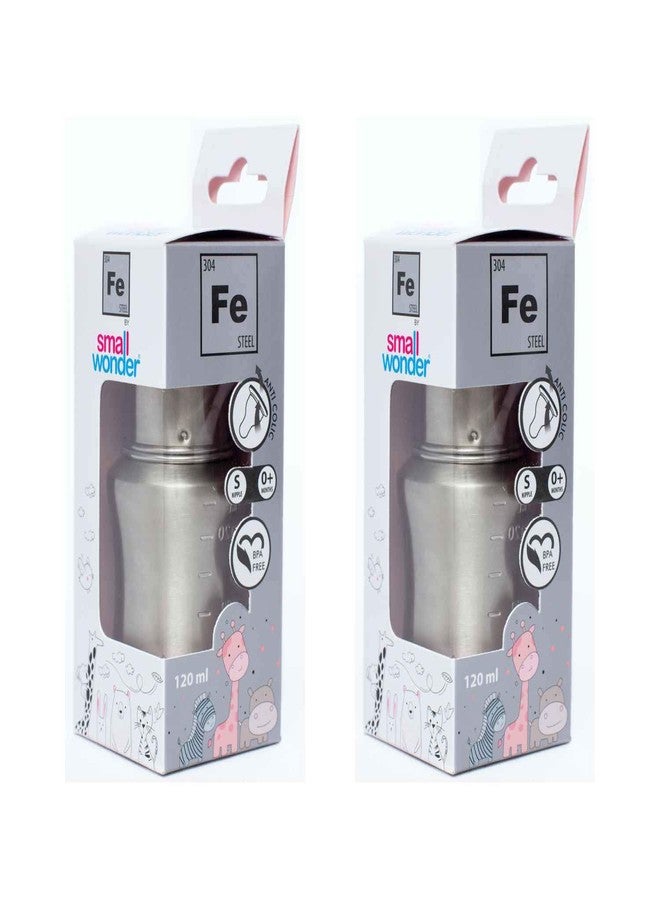 Small Wonder Stainless Steel Baby Feeding Bottle – 140 ml Pack of 2 in |Safe & Hygienic Feeding Solution for Your Little One - Image 3