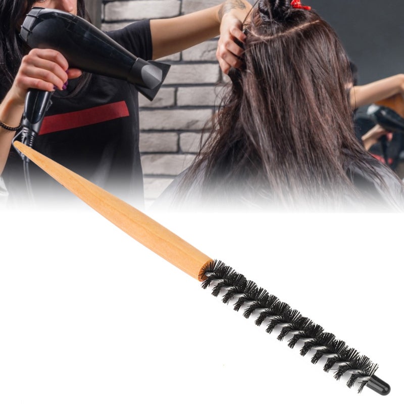 Small Round Hair Brush: 20# Size Natural Cherry Handle - Anti Slip Heat Transfer Nylon Brush Hair for Professional Hair Styling - Image 2
