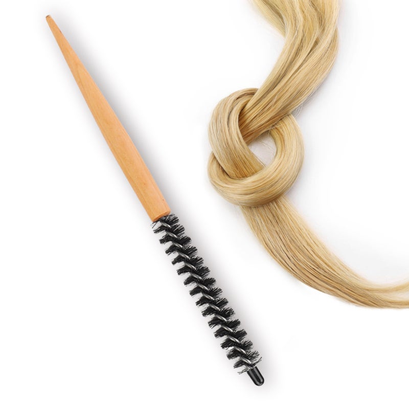 Small Round Hair Brush: 20# Size Natural Cherry Handle - Anti Slip Heat Transfer Nylon Brush Hair for Professional Hair Styling - Image 1