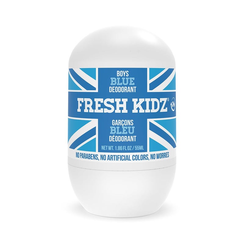 Fresh Kidz Roll On Deodorant for Kids and Teens - Baking Soda and Aluminum-free 24 Hour Protection for Sensitive Skin - Boys "Blue" 1.86 fl.oz. - Image 1