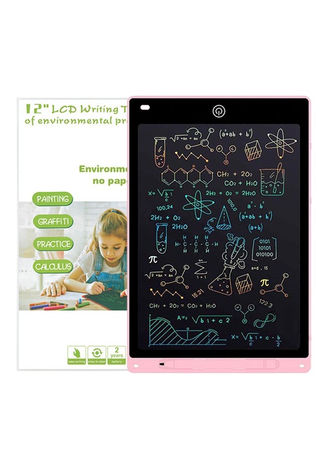Generic LCD Writing Board, Electronic Drawing Board, ABS Material, Strong and Wear-Resistant, Colorful Graffiti Lines, One-Click Clear Function, Pink - 12 Inches  - Image 1