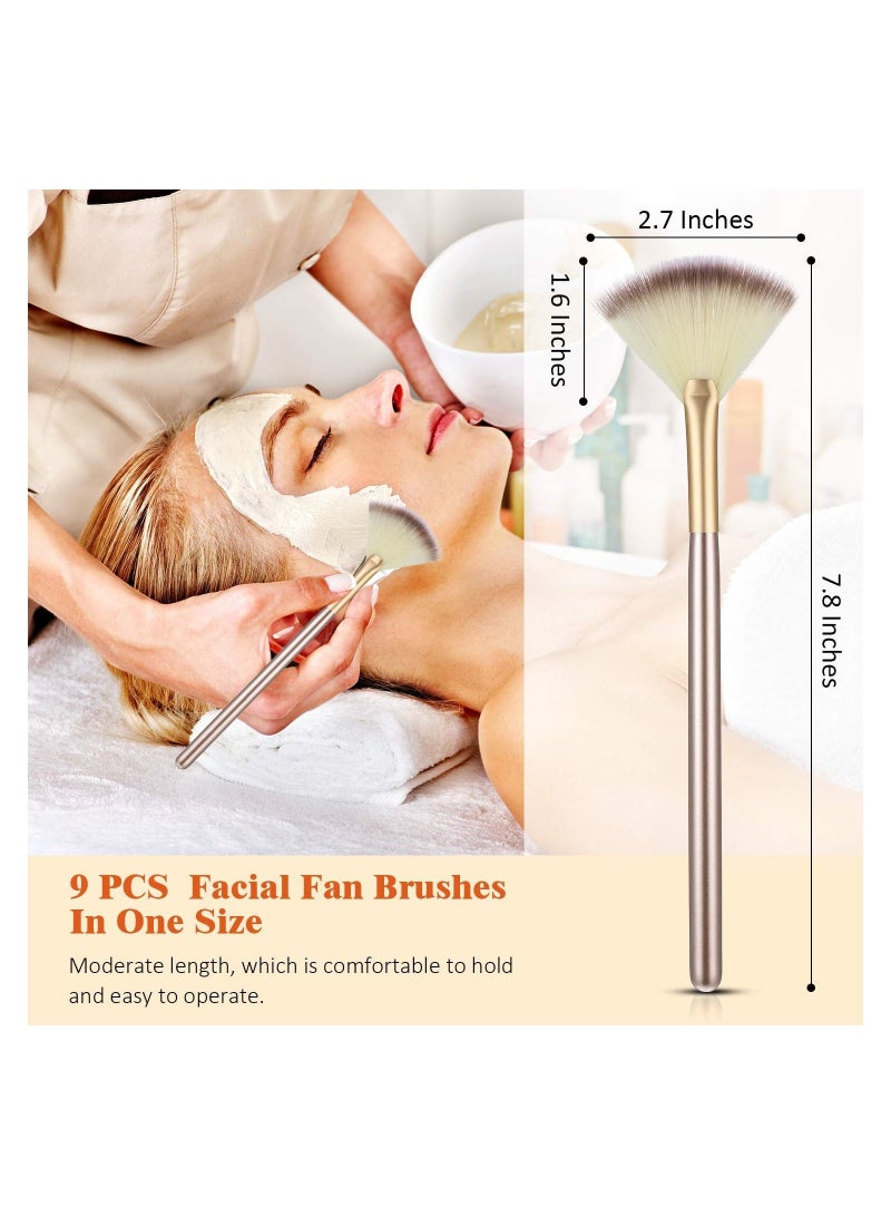 Loquat 9 Pieces Facial Brushes Fan Mask Soft Applicator Tools for Peel Glycolic Makeup Mud Cream - Image 2