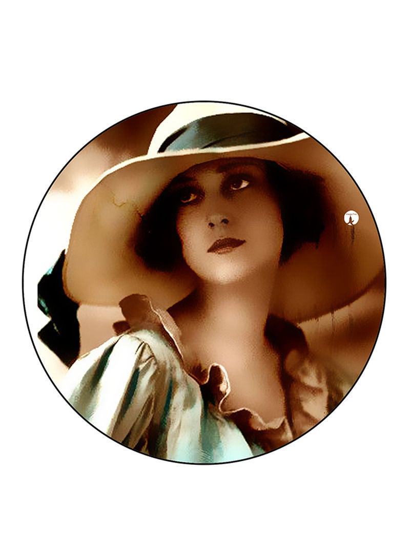 RKN Woman Printed Mouse Pad  Round  Multicolour