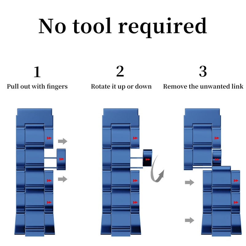 Fullmosa No Tools Needed Compatible Apple Watch Bands 41mm 40mm 38mm,Slim Metal Link Wristband with Case for iWatch Series 9/8/7/6/5/4/3/2/1/SE2/SE,Blue - Image 2