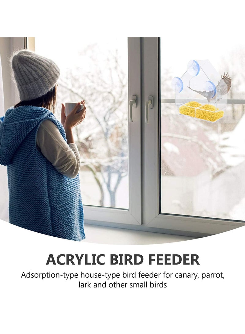 Generic Clear Bird Feeder Window Bird Feeder Hanging Peanut Wreath Bird Feeder Wild Bird Feeder Best for Wild Birds, Easy to Clean, for Outdoor Garden Window White  - Image 4