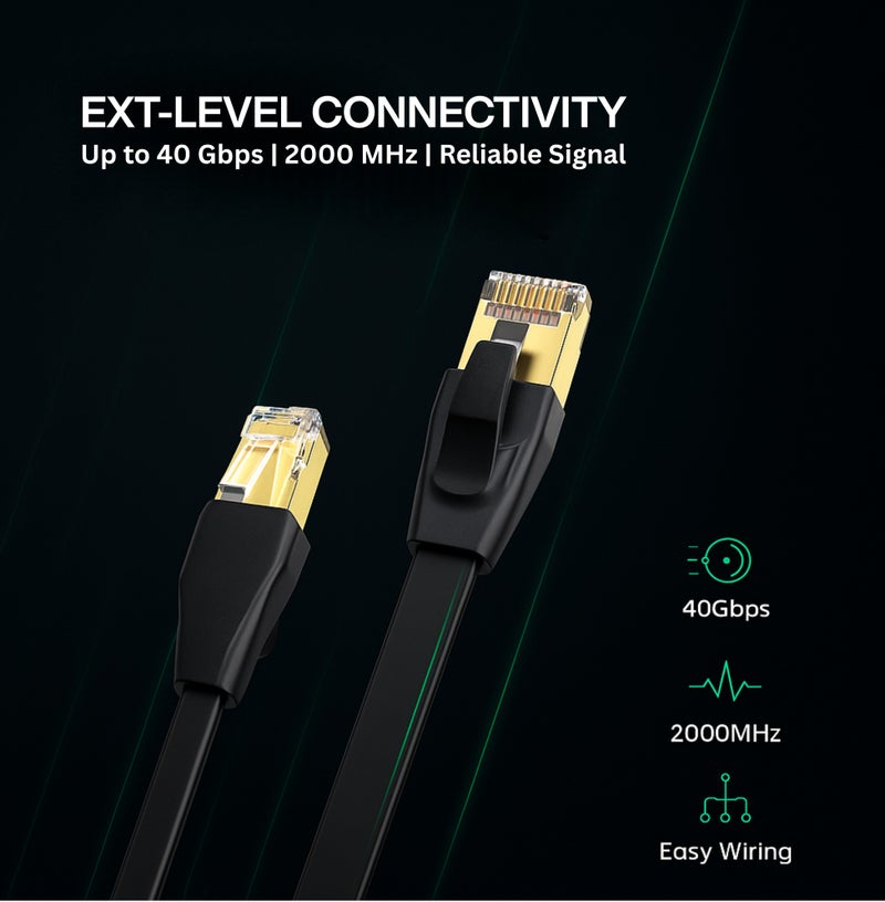 COMPIX Ethernet Cable Cat 8 10M, High Speed Internet Cable 40Gbps 2000MHz RJ45 Braided Double Shielded LAN Cable – Ideal for Gaming, Modem, PS4, PS5, PC, Router, Smart TV, Xbox, Laptop - Image 5
