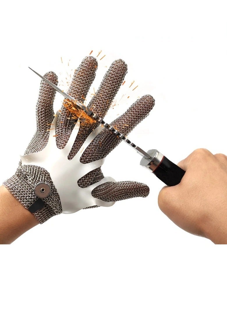 AROAQ Chainmail Glove, Highest Level Cut Resistant Stainless Steel Metal Gloves, Adjustable Safety Working Metal Gloves For Meat Cutting Food Processing Knife Sharpening, (1pc, Size XL) - Image 1
