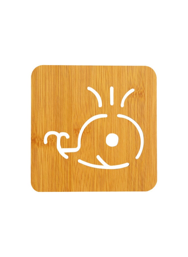 Hollow Wooden Coaster Kitchen Thickened Anti-scalding Heat Insulation Mat Placemat Non-Slip Pot Mat Bowl Mat Plate Mat Coaster-Color:Large Insulation Pad Notched Apple  - Image 4