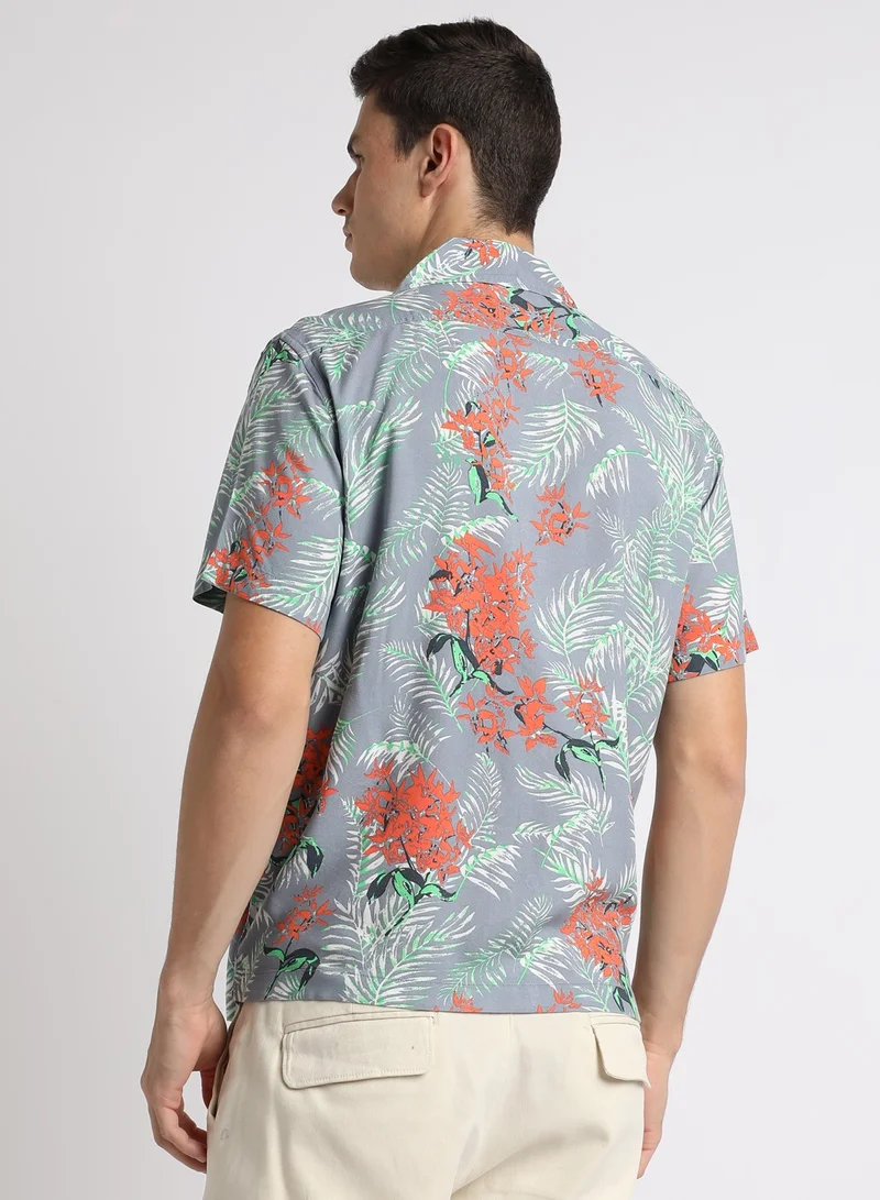 Dennis Lingo Blue Relaxed Fit Shirt for Men - Rayon Fabric