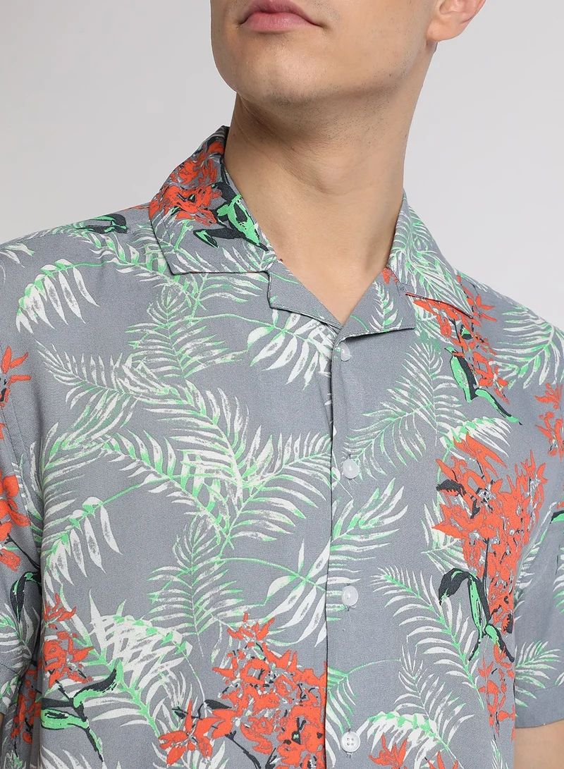 Dennis Lingo Blue Relaxed Fit Shirt for Men - Rayon Fabric