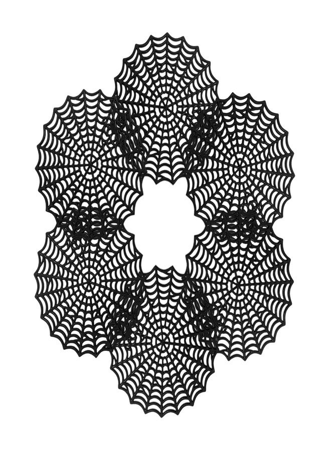 Sweet Elegance PVC Coasters Set of 6 Hollow Black Coaster Cup Mats Thanksgiving Table Ornament Decorations for Home Festival (Black Cobweb) - Image 1