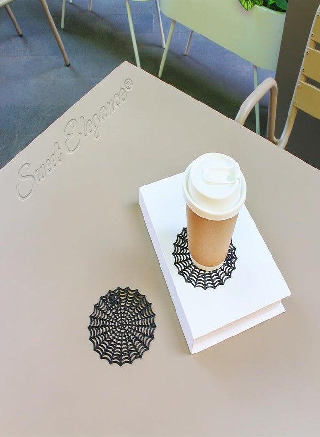 Sweet Elegance PVC Coasters Set of 6 Hollow Black Coaster Cup Mats Thanksgiving Table Ornament Decorations for Home Festival (Black Cobweb) - Image 5
