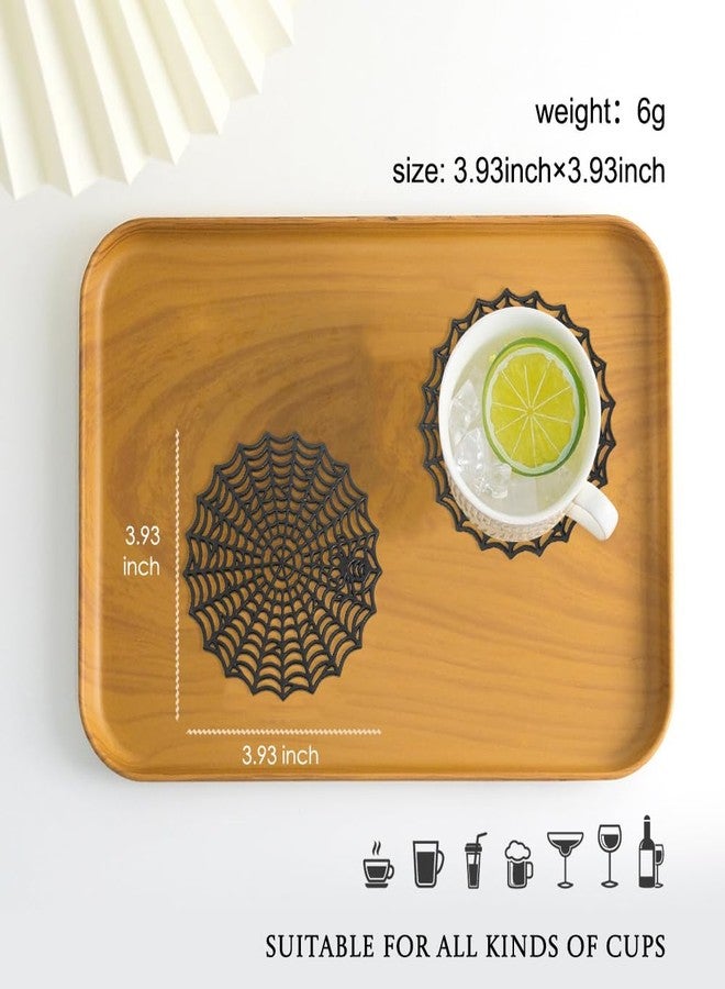 Sweet Elegance PVC Coasters Set of 6 Hollow Black Coaster Cup Mats Thanksgiving Table Ornament Decorations for Home Festival (Black Cobweb) - Image 4