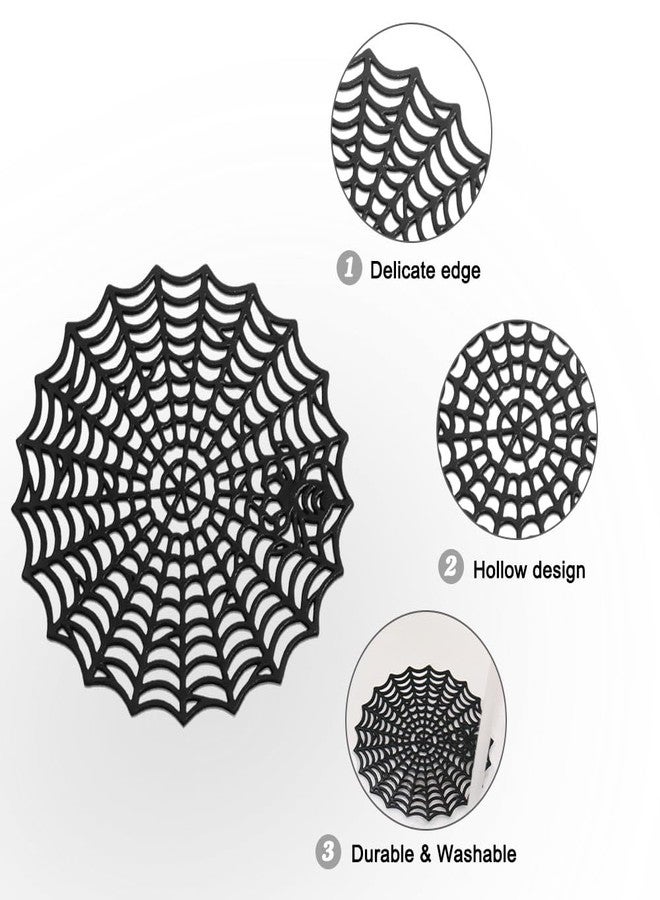 Sweet Elegance PVC Coasters Set of 6 Hollow Black Coaster Cup Mats Thanksgiving Table Ornament Decorations for Home Festival (Black Cobweb) - Image 2