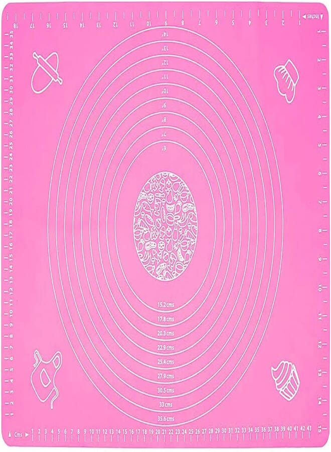 Silicone Baking Mat for Pastry Rolling Dough with Measurements 50 x 40cm Kneading Mat BPA Free Nonstick and Non Slip Pink Table Sheet Baking Supplies for Bake Pizza Cake