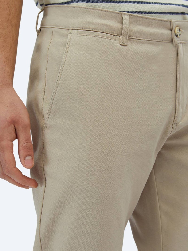 Kip Beige Weaving Regular Fit Casual Cotton Blended Trousers - Image 5