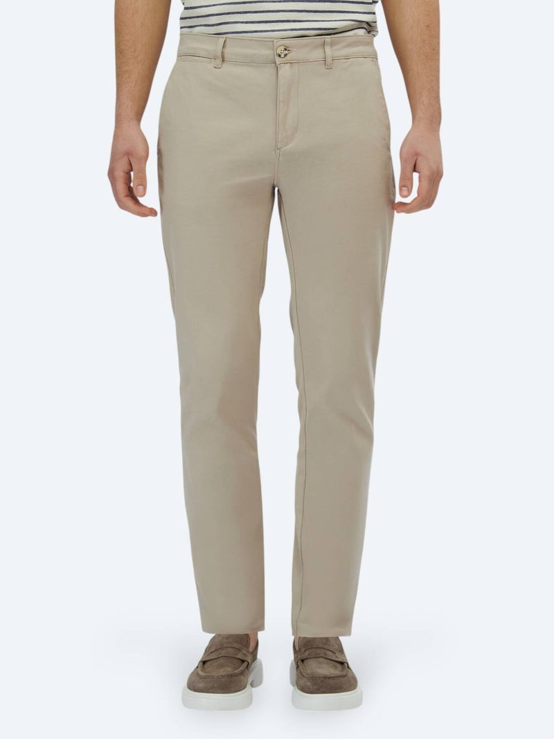 Kip Beige Weaving Regular Fit Casual Cotton Blended Trousers - Image 2