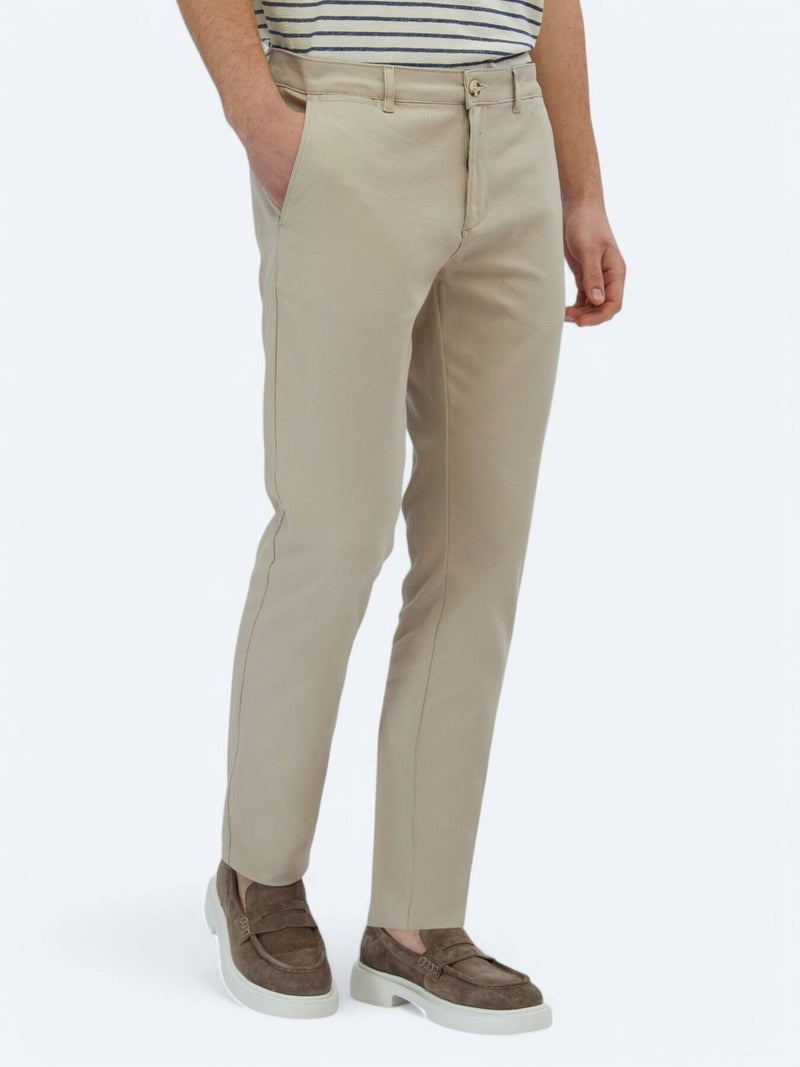 Kip Beige Weaving Regular Fit Casual Cotton Blended Trousers - Image 3