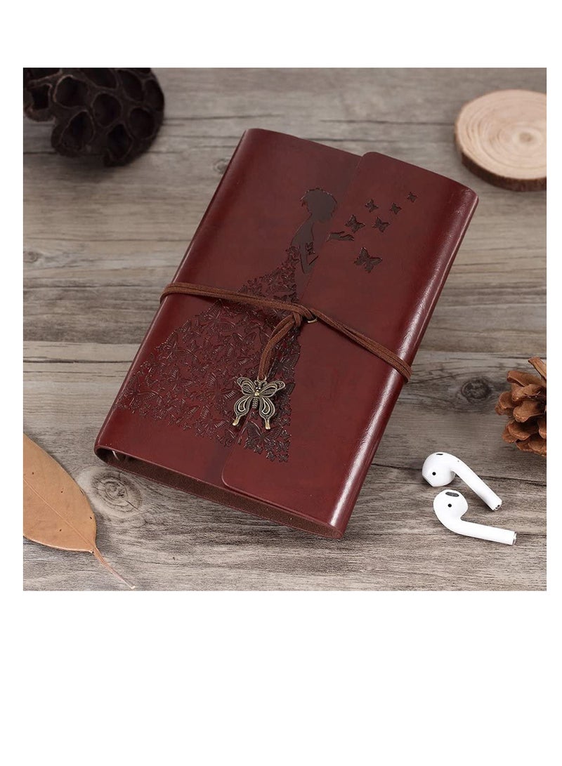 Generic Vintage Leather Journal Notebook Refillable Spiral Bound Diary with Kraft Paper Blank Pages Travel Sketchbook Ideal for Gifts and Souvenirs for Women - Image 5