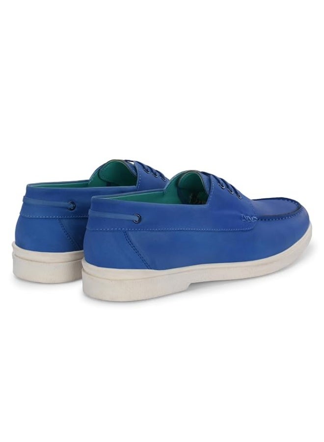 Noak Men's Canvas & Cactus Leather Boat Shoes | Blue | Size 6 UK - Image 3