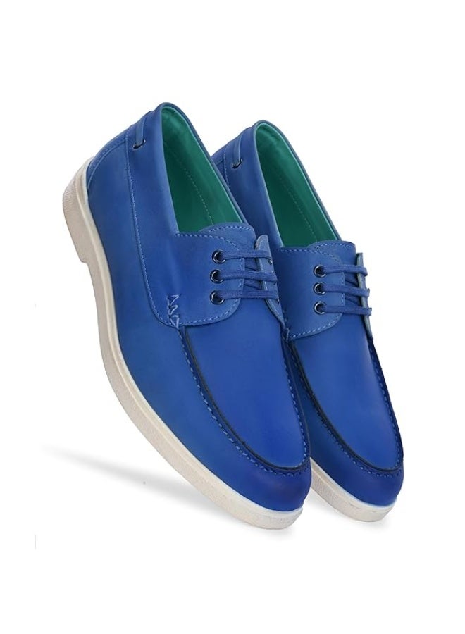 Noak Men's Canvas & Cactus Leather Boat Shoes | Blue | Size 6 UK - Image 1