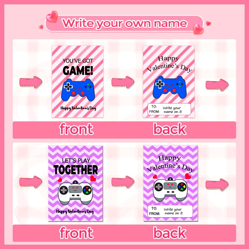 Japior 24 Pack Valentines Day Cards Gifts For Classroom - Fun Video Games Keychains With Class Exchange Gifts Included Valentines Cards And Classroom Party Favors Perfect Goodies Bag Stuffers - Image 3