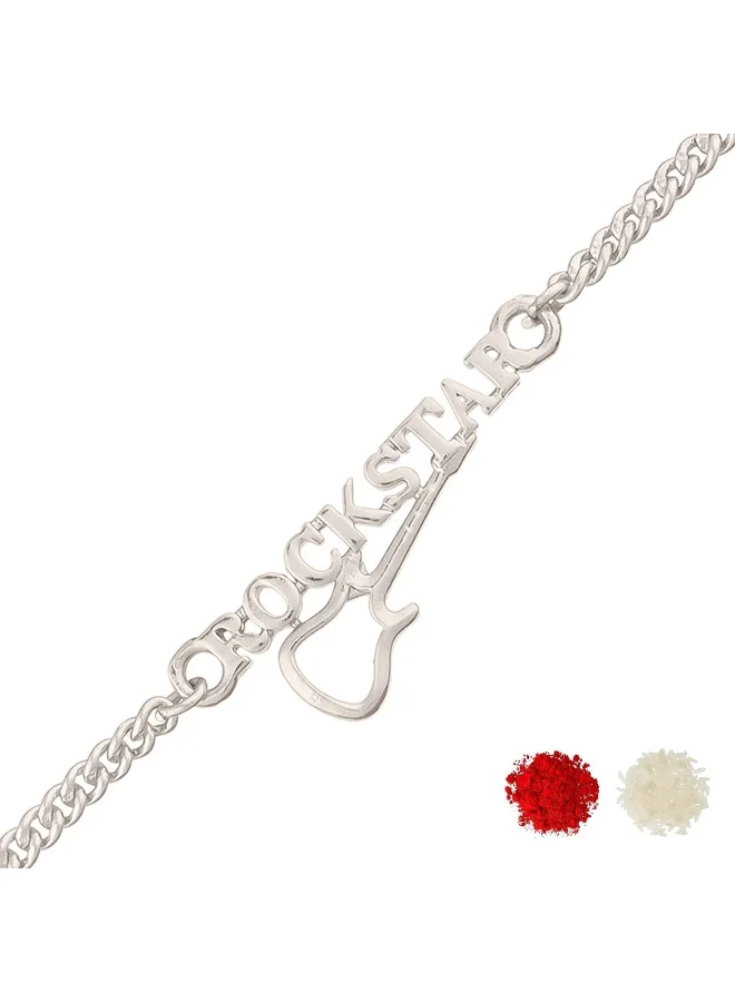 VOYLLA Stylish Rockstar Brass Tone Rakhi Bracelet