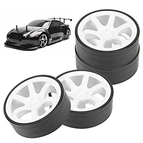 shenruifa 4PCS 110 RC Drift Wheels Hard Plastic Tires 12mm Hex 6 Spoke Compatible with HSP HPI OnRoad Drifting Car White Rims Easy Install - Image 1