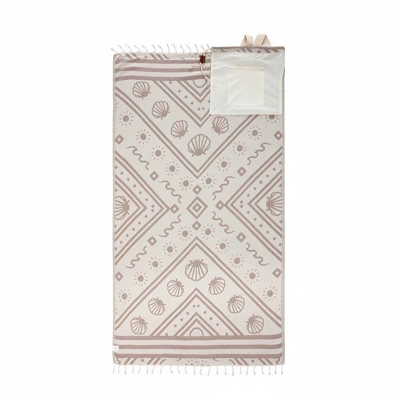 Cross-Border Best-Selling 2-in-1 Seashells Towel Bag - Convertible Beach Towel & Bag - Image 1
