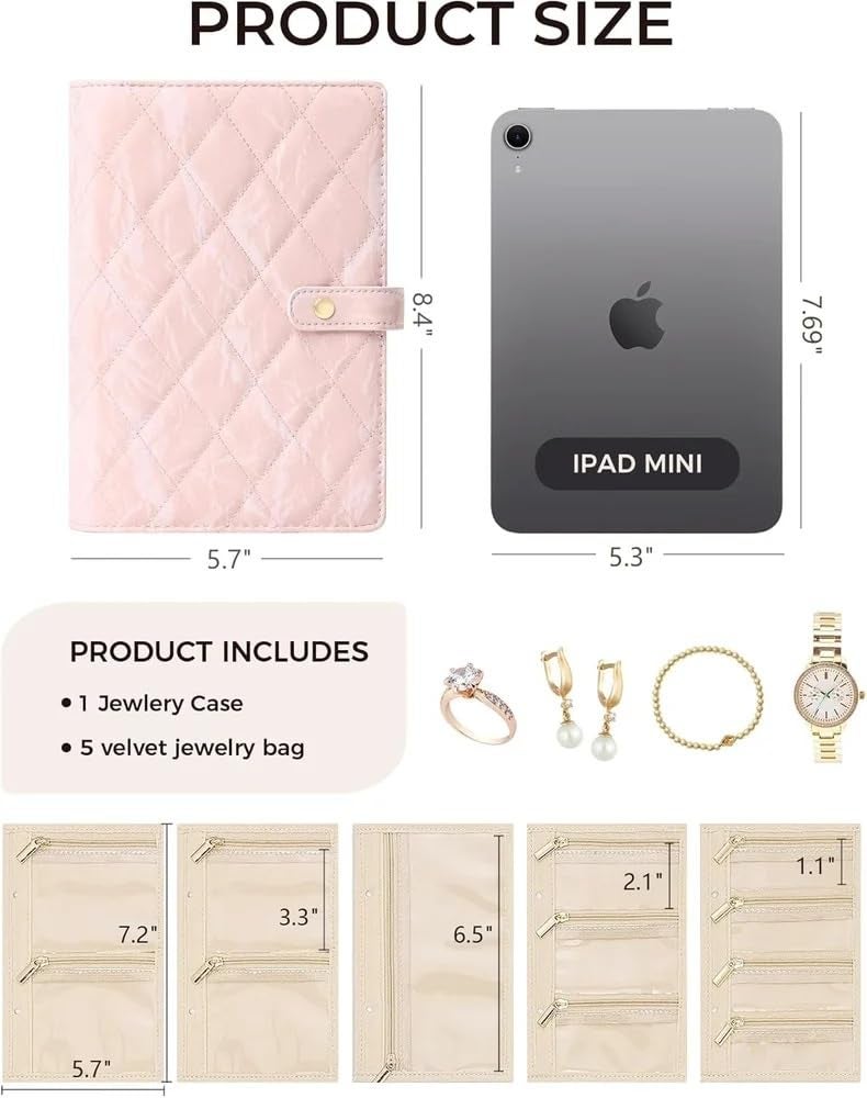 NAITIK CREATION Travel Jewelry Organiser Case for Women | Foldable PU Leather Jewelry Storage Book with Zipper Pouches | Portable Travel Jewellery Organizer for Rings, Earrings, Necklaces (Random Color, Compact Size) - Image 2