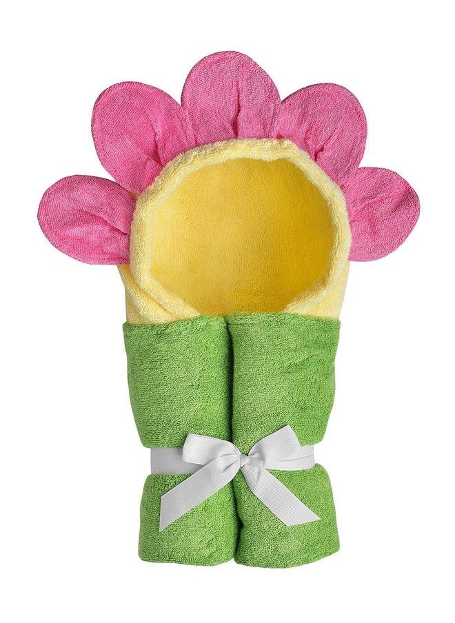 Yikes Twins Hooded Baby Towel For Kids 2 8 ; Large 100% Cotton Baby Towel For Girls ; Cute Flower Bath Towels For Babies And Toddlers With Pink Petals  - Image 2
