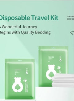 NIBEMINENT [Upgraded] Disposable Bed Sheets for Travel: These Sheets are Perfect for Hotels, offering a Convenient Bedding Cover for Your Travels. The Set Includes 1 Quilt Cover, 1 Sheet, and 2 Pillowcases (King 4 picecs)  - Image 2