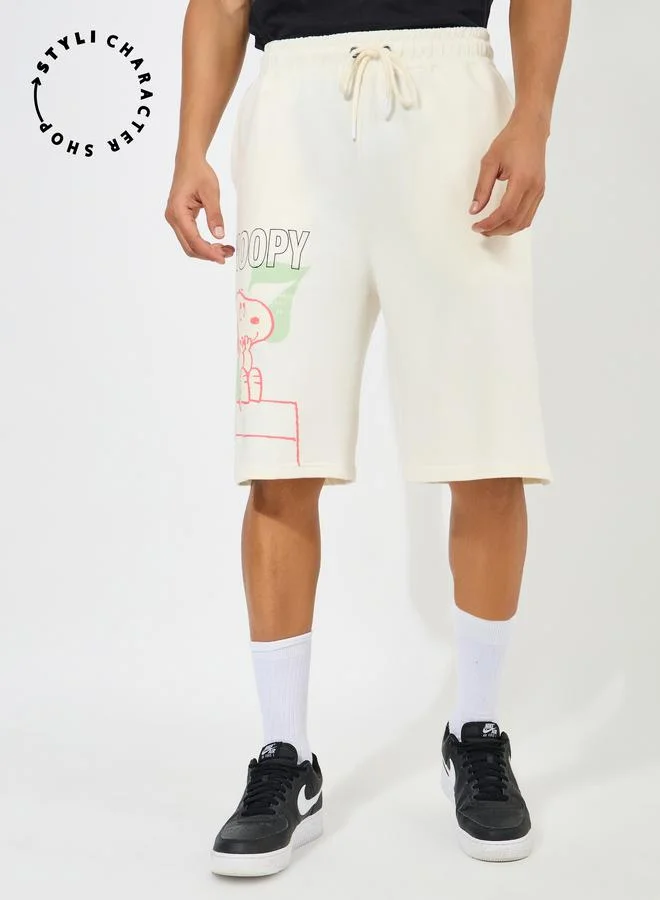 Styli Snoopy Graphic Print Oversized Terry Shorts