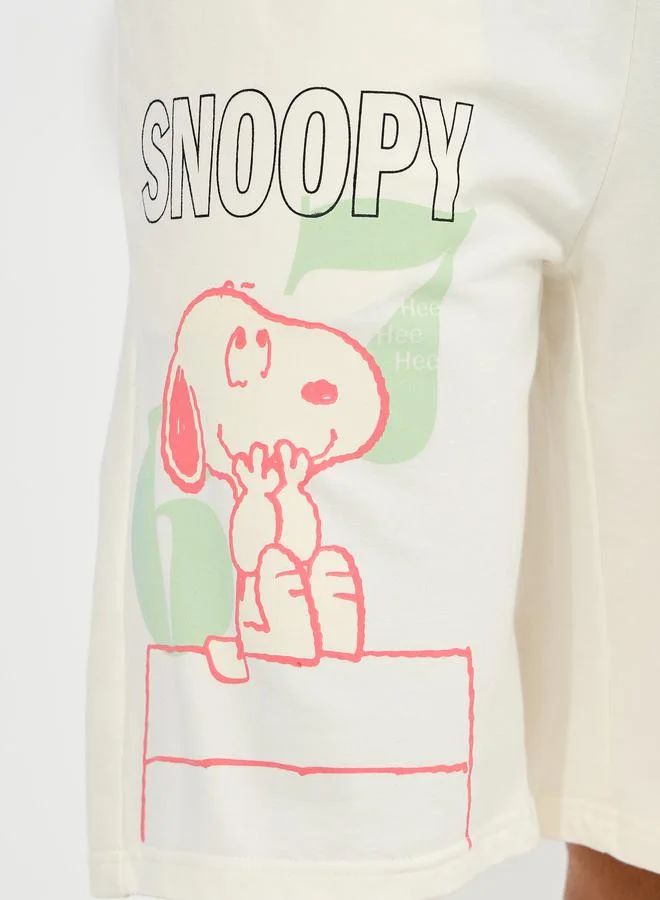 Styli Snoopy Graphic Print Oversized Terry Shorts