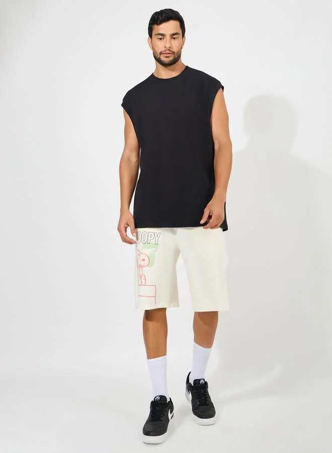 Styli Snoopy Graphic Print Oversized Terry Shorts