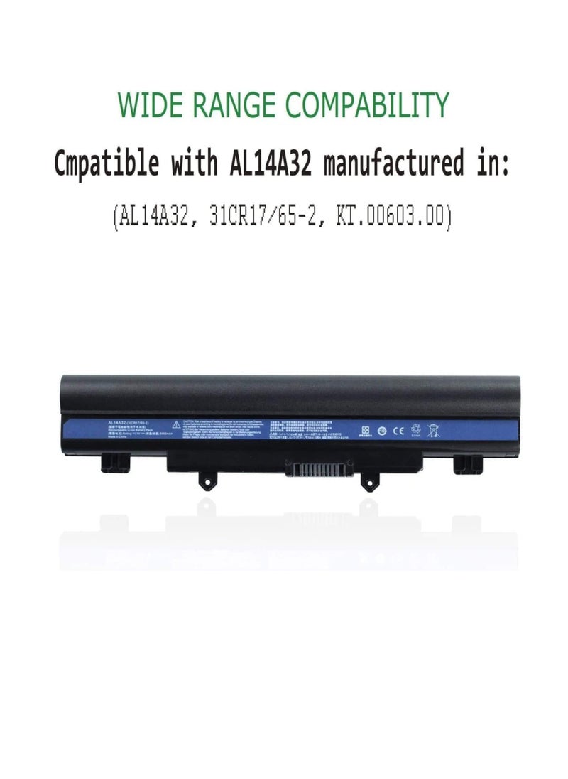 Generic - New AL14A32 Laptop Battery Replacement for Acer Aspire E1-571 E5-571 E5-411 E5-421 E5-511 E5-521 V3-472 V3-572 E14 E15 Touch Extensa 2509 2510 - Image 1