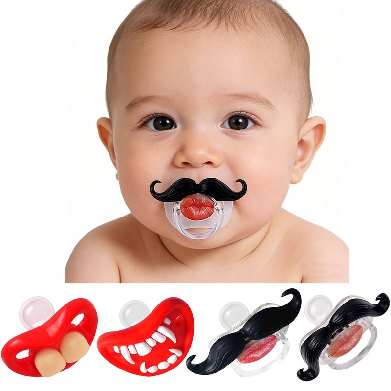 YAPROMO Funny Pacifiers for Babies,Mustache Pacifier 0-6-18 Months,Halloween Pacifiers for Toddlers, Funny Teeth Pacifier for Boys and Girls - Image 1