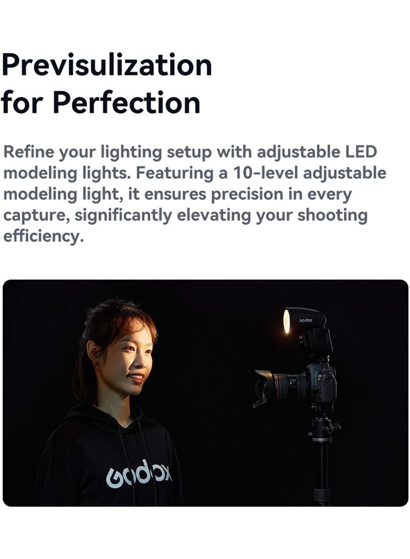 Godox GODOX V1 Pro S Round-Head 76Ws On-Camera Flash for Sony Cameras TTL HSS 2.4G Wireless Sub-Flash & USB-C Rechargeable Battery - Image 5