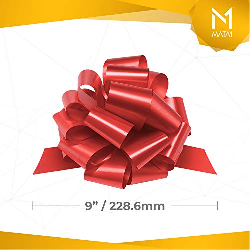 Mata1 Pull Bows for Gifts Red 9 Inch Set of 6 Large 9 Pull Strings for Presents Gift Wrapping Ribbon Bows for Christmas - Image 5