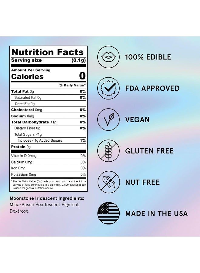 Fancy Sprinkles غبار لامع فاخر من فانس سبريكلز، لامع قابل للأكل بريق قمر، 100% لامع قابل للأكل للطعام والمشروبات اللامعة بدون طعم أو قوام (4 جرام) - Image 2