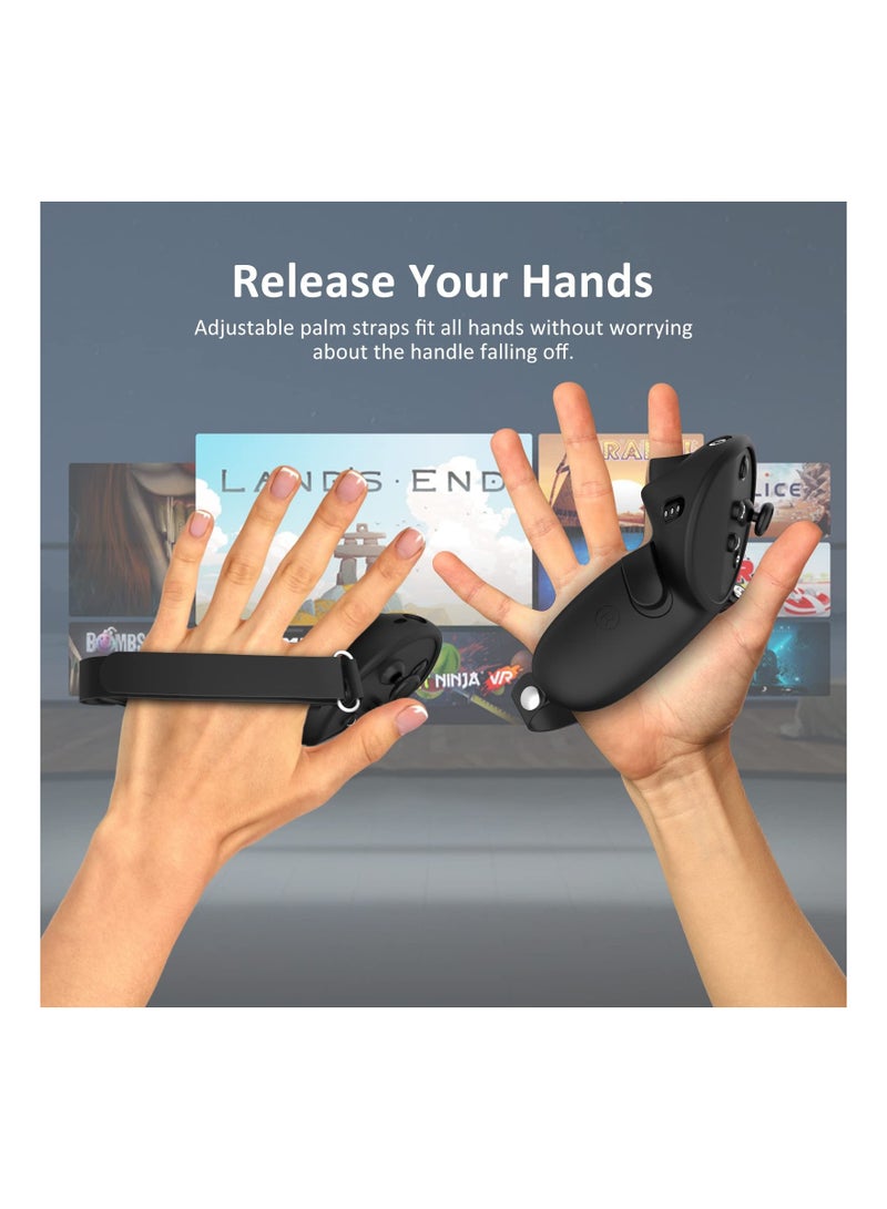 SOLARAE Compatible with Meta Quest Pro Accessories, Meta Quest Pro Controller Grips Cover Protector, Silicone Grip Cover Protector for Oculus Quest Touch Pro Controllers, with Knuckle Straps - Image 2