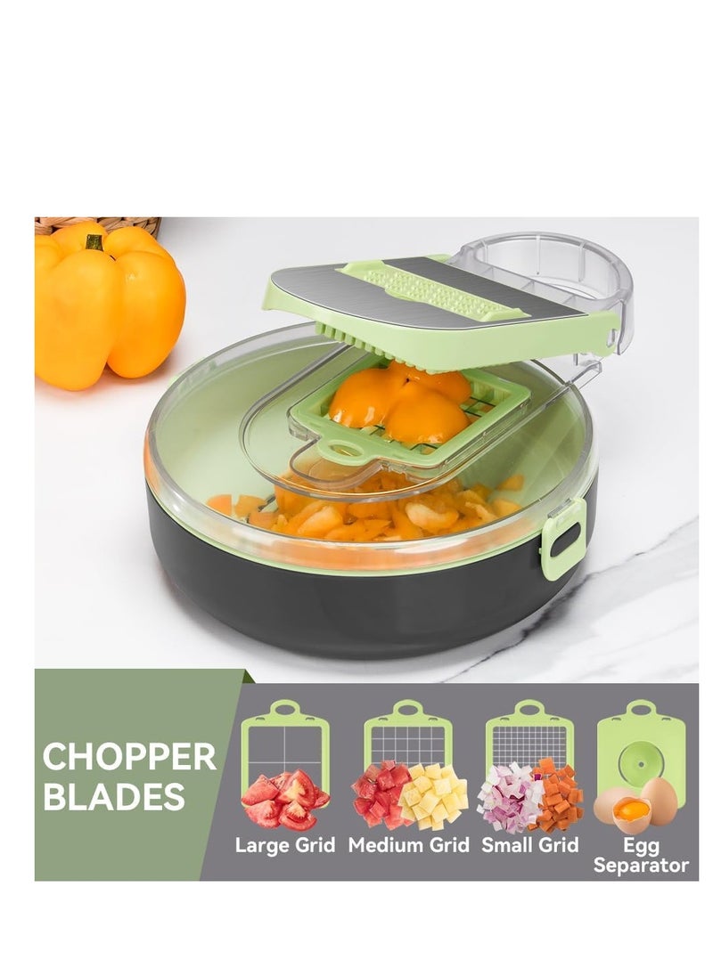 Vegetable Chopper Kitchen Vegetable Cutter Mandoline Slicer Dicer for Veg—Fruit Food Onion Eggs Salad Cooking Accessories Cutter Mandolin with Colander（Green—All-in-1 Chopper） - pzsku/Z5D0BD2C3C0B7DD3C05BCZ/45/_/1736083368/b43a75a0-4a92-479f-b5eb-7a3cba9d60bd