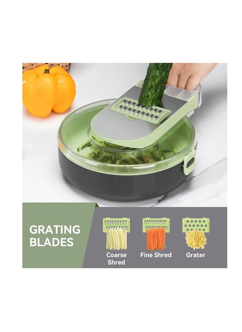 Vegetable Chopper Kitchen Vegetable Cutter Mandoline Slicer Dicer for Veg—Fruit Food Onion Eggs Salad Cooking Accessories Cutter Mandolin with Colander（Green—All-in-1 Chopper） - pzsku/Z5D0BD2C3C0B7DD3C05BCZ/45/_/1736083397/daecebd6-b930-4c43-bcdb-5c046723d58b